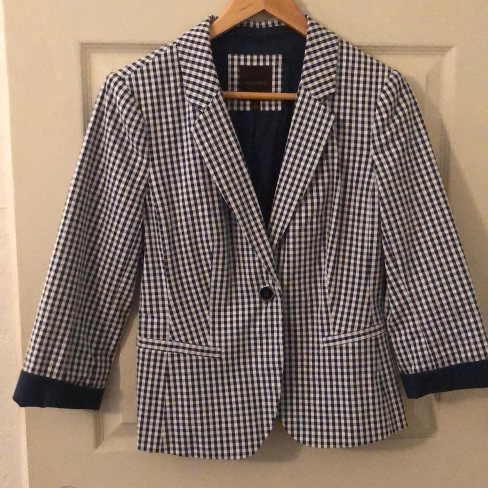 Navy blue check blazer